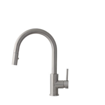 STYLISH – Kitchen Sink Faucet Single Handle Pull Down Dual Mode Stainless Steel Brushed Finish