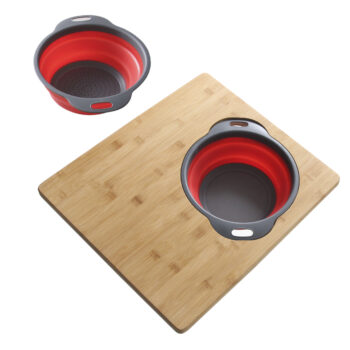 AZUNI – AZUNI 16 inch Kitchen Sink Bamboo Cutting Board with Colander and Bowl Set