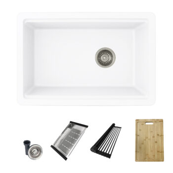 STYLISH – 28 inch Single Bowl White Granite Kitchen SinkS-828WH