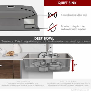 STYLISH 29 inch Single Bowl Undermount and Drop-in Stainless Steel Kitchen Sink