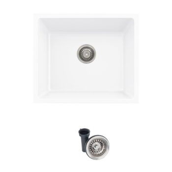 STYLISH – 22 inch Dual Mount Single Bowl White Granite Kitchen Sink S-822H