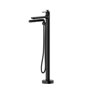 RIOBEL PRO TNI39BK – 2-Way Type T (Thermostatic) Coaxial Floor-Mount Tub Filler With Handshower Trim Only