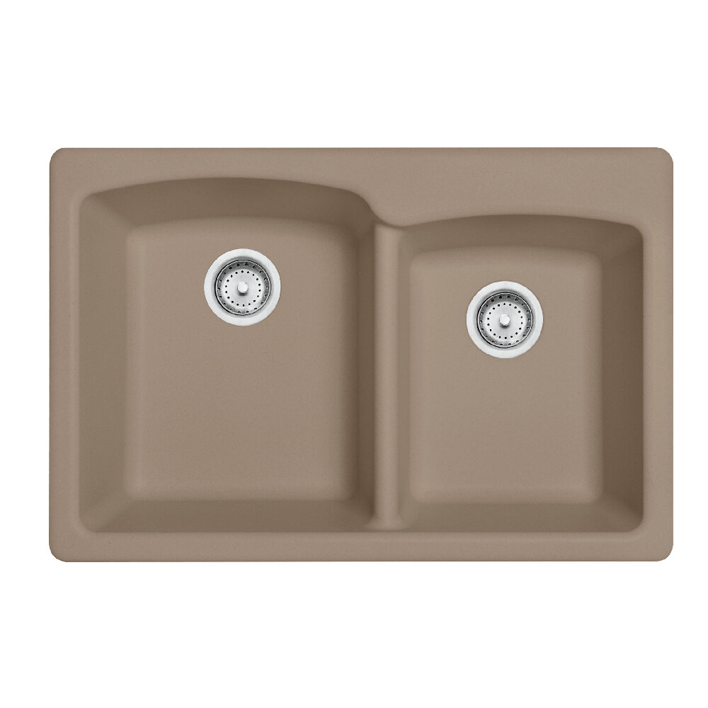 Franke Ellipse 33.0-in. x 22.0-in. Granite Dual Mount Double Bowl Kitchen Sink in Oyster Franke Ellipse 33.0-in. x 22.0-in. Granite Dual Mount Double Bowl Kitchen Sink in Oyster