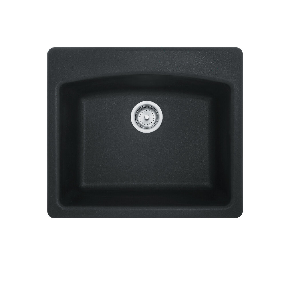 Franke Ellipse 25.0-in. x 22.0-in. Granite Dual Mount Single Bowl Kitchen Sink in Matte Black Franke Ellipse 25.0-in. x 22.0-in. Granite Dual Mount Single Bowl Kitchen Sink in Matte Black