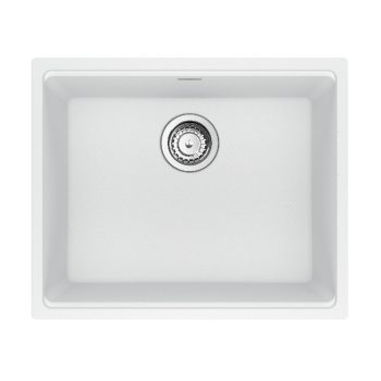 Franke Maris Undermount 21.7-in x 17.8-in Granite Single Bowl Kitchen Sink in Polar White
