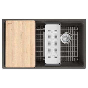 Franke Maris Undermount 33-in x 19.31-in Granite Single Bowl Workcenter Kitchen Sink in Slate Grey