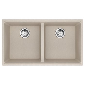 Franke Maris Undermount 33-in x 18.94-in Granite Double Bowl Kitchen Sink in Champagne