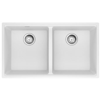 Franke Maris Undermount 33-in x 18.94-in Granite Double Bowl Kitchen Sink in Polar White