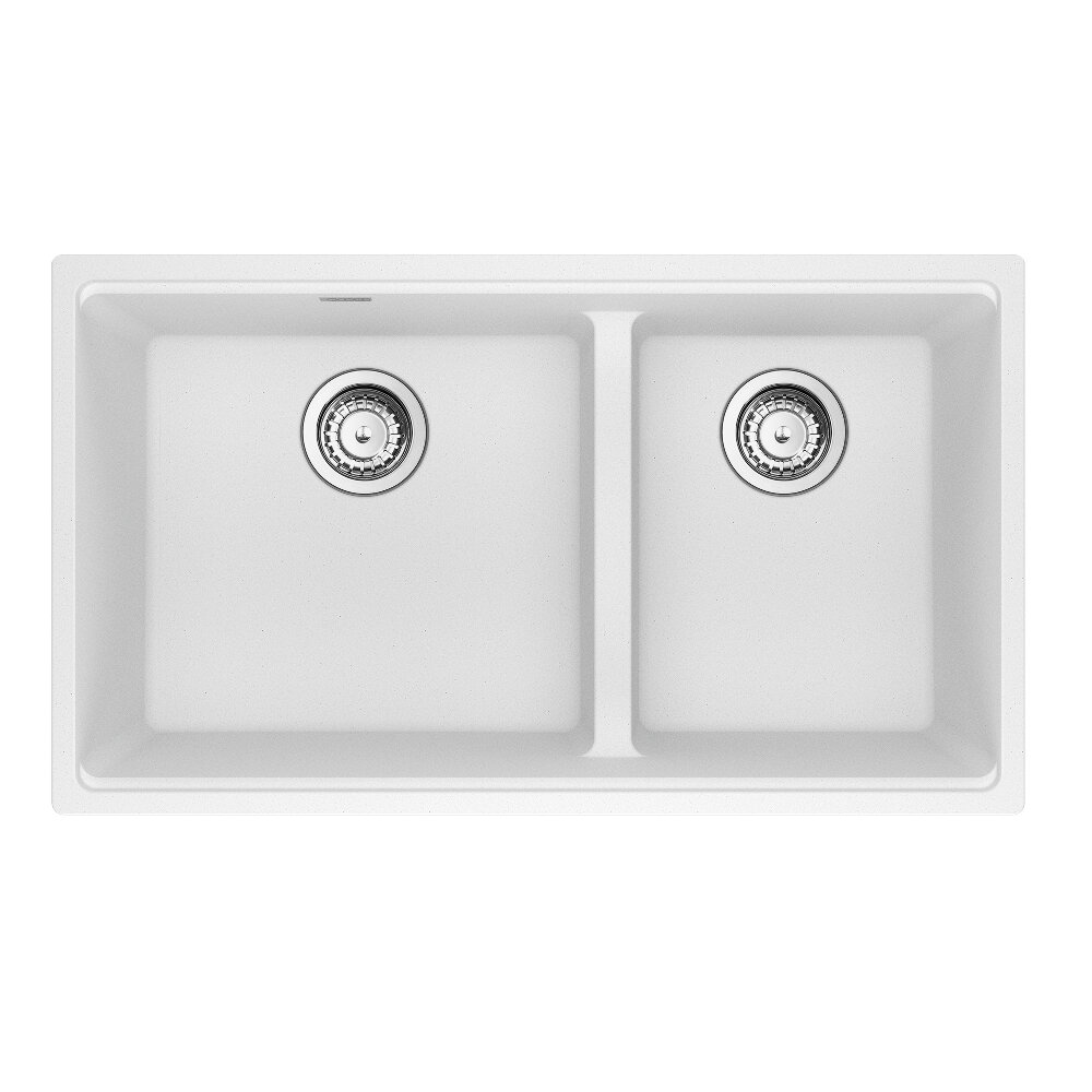 Franke Maris Undermount 31-in x 17.81-in Granite Double Bowl Kitchen Sink in Polar White Franke Maris Undermount 31-in x 17.81-in Granite Double Bowl Kitchen Sink in Polar White