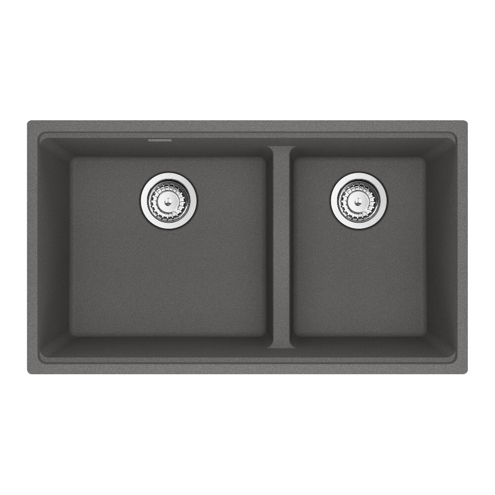 Franke Maris Undermount 31-in x 17.81-in Granite Double Bowl Kitchen Sink in Stone Grey Franke Maris Undermount 31-in x 17.81-in Granite Double Bowl Kitchen Sink in Stone Grey