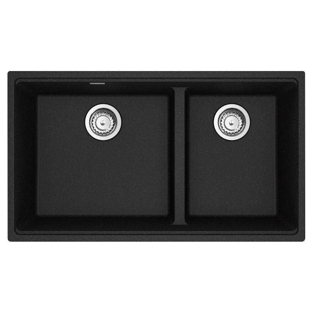Franke Maris Undermount 33-in x 18.94-in Granite Double Bowl Kitchen Sink in Onyx Franke Maris Undermount 33-in x 18.94-in Granite Double Bowl Kitchen Sink in Onyx