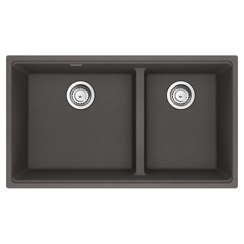 Franke Maris Undermount 33-in x 18.94-in Granite Double Bowl Kitchen Sink in Slate Grey
