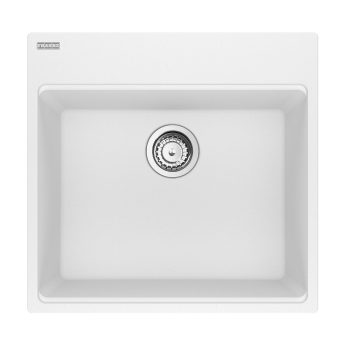 Franke Maris Topmount 21.6-in x 20.8-in Granite Single Bowl Kitchen Sink in Polar White