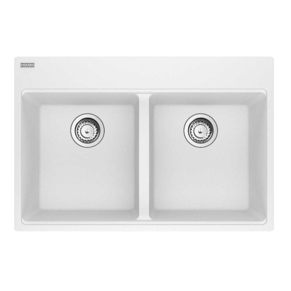 Franke Maris Topmount 33-in x 22-in Granite Double Bowl Kitchen Sink in Polar White Franke Maris Topmount 33-in x 22-in Granite Double Bowl Kitchen Sink in Polar White