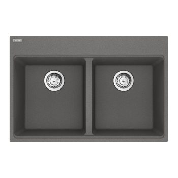 Franke Maris Topmount 33-in x 22-in Granite Double Bowl Kitchen Sink in Stone Grey