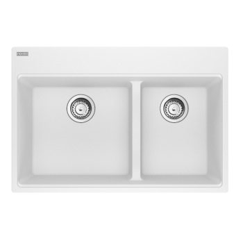 Franke Maris Topmount 31-in x 20.9-in Granite Double Bowl Kitchen Sink in Polar White