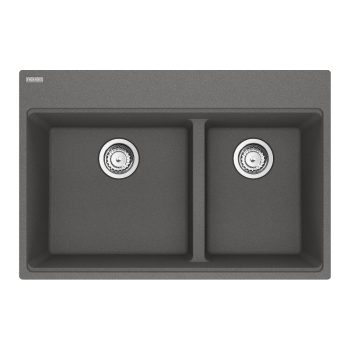 Franke Maris Topmount 33-in x 22-in Granite Double Bowl Kitchen Sink in Stone Grey