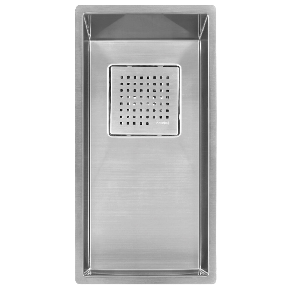 Franke Peak 8-in. x 18-in. 18 Gauge Stainless Steel Undermount Single Bowl Prep/Bar Sink - PKX1108-S Franke Peak 8-in. x 18-in. 18 Gauge Stainless Steel Undermount Single Bowl Prep/Bar Sink - PKX1108-S