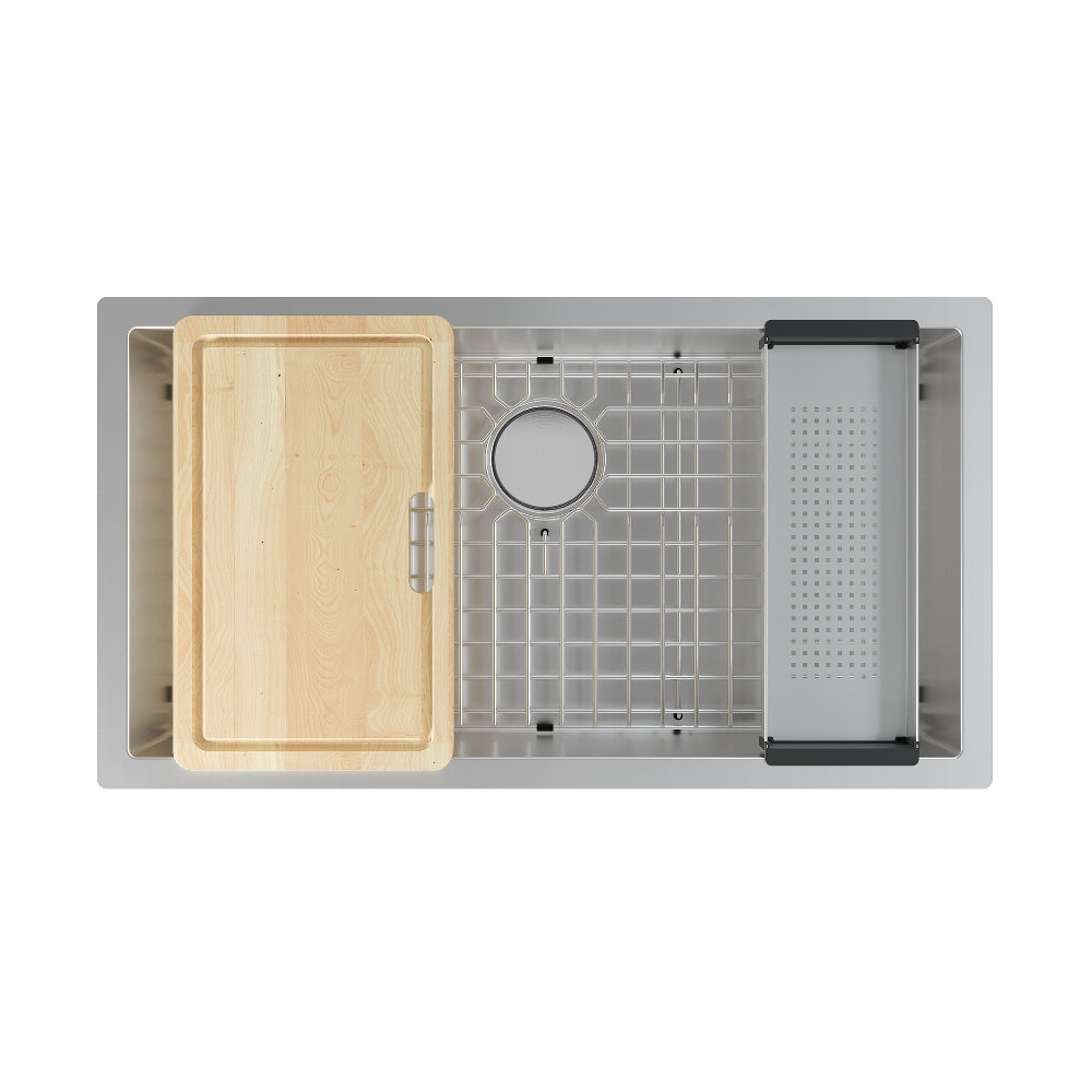 Franke Professional 2.0 Workcenter 35.5-in. x 19.5-in. 16 Gauge Stainless Steel Undermount Single Bowl Kitchen Sink Franke Professional 2.0 Workcenter 35.5-in. x 19.5-in. 16 Gauge Stainless Steel Undermount Single Bowl Kitchen Sink