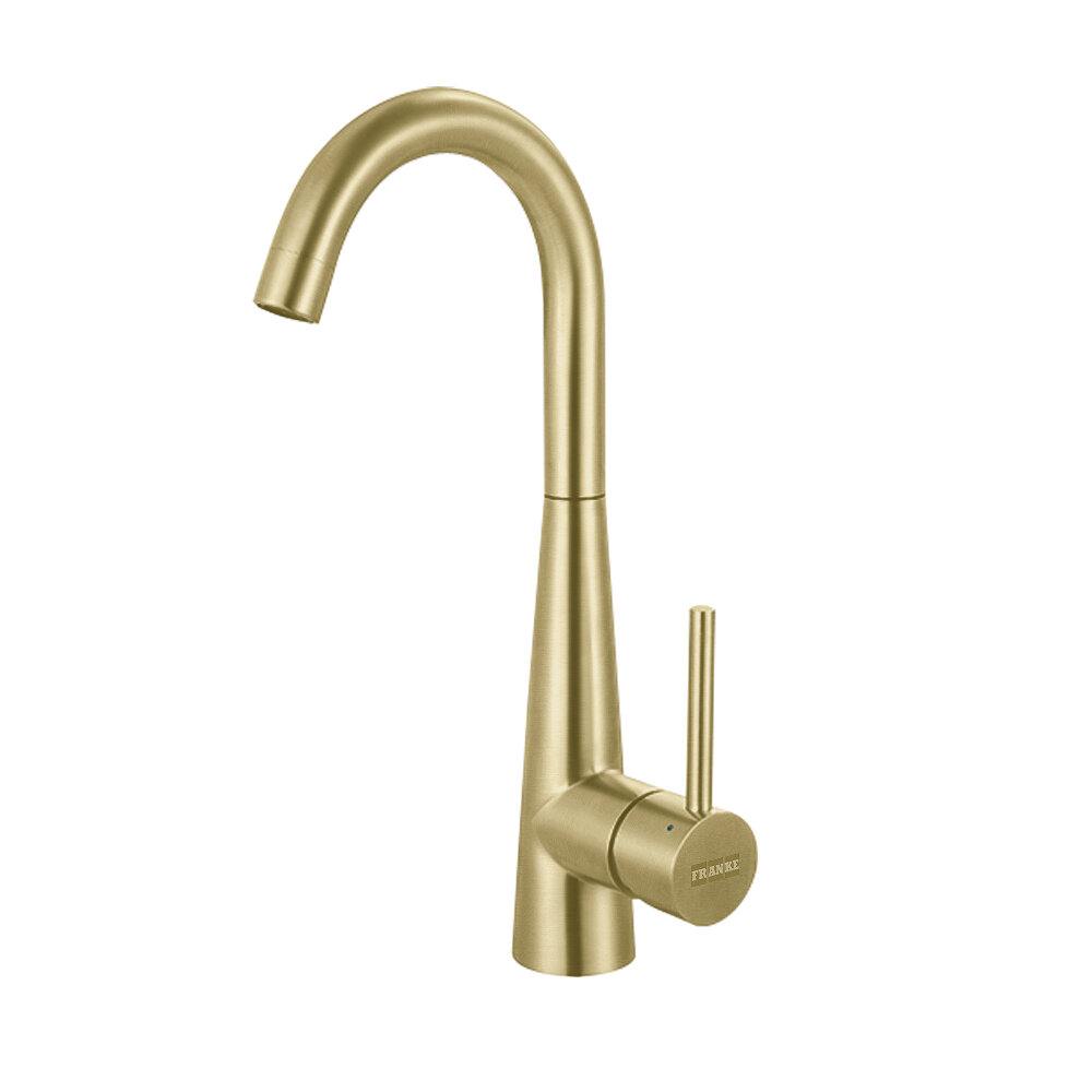 Franke Steel 14.4-in Single Handle Swivel Spout Kitchen Prep / Bar Faucet in Gold, STL-BR-GLD Franke Steel 14.4-in Single Handle Swivel Spout Kitchen Prep / Bar Faucet in Gold, STL-BR-GLD