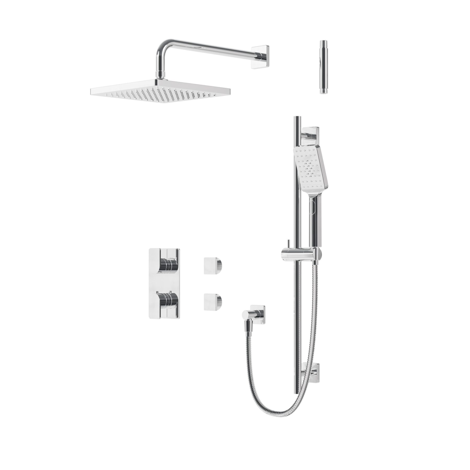 AQUABRASS EXPRESS – SQUARE THERMOSTATIC SHOWER TRIM KIT 2-WAY SHARED SQUARE HANDLES