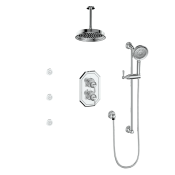 Vogt SET.C1.320.816 – Carinthia 3-Way TH Shower Kit with Body Jets and 6″ Ceiling Arm