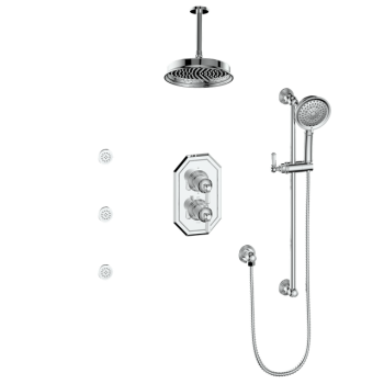 Vogt SET.C2.320.816 – Carinthia 3-Way TH Shower Kit with Body Jets and 6″ Ceiling Arm