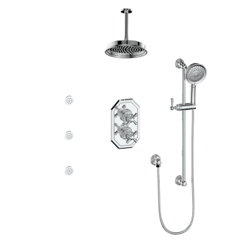 Vogt SET.C3.320.816 – Carinthia 3-Way TH Shower Kit with Body Jets and 6″ Ceiling Arm
