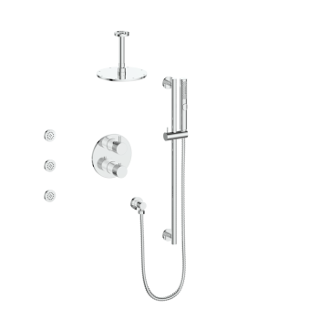 Vogt SET.DA.320.816 – Drava 3-Way TH Shower Kit with Body Jets and 6″ Ceiling Arm