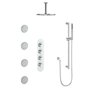 Vogt SET.DA.350.936 – Drava 3-Way TH Shower Kit with Body Jets and 6″ Ceiling Arm