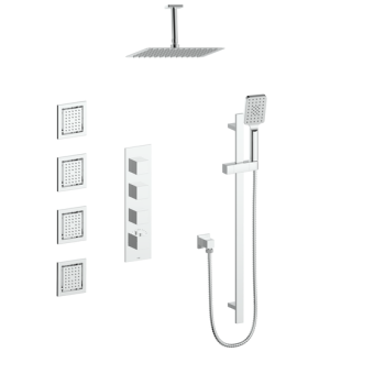 Vogt SET.KG.350.936 – Kapfenberg 3/4″ High-Flow TH Shower Kit with Body Jets and 6″ Ceiling Arm