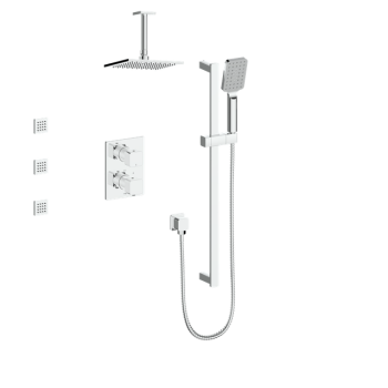 Vogt SET.NU.320.816 – Niveau 3-Way TH Shower Kit with Body Jets with 6″ Ceiling Arm