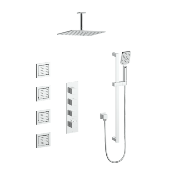 Vogt SET.NU.350.936 – Niveau 3/4″ High-Flow TH Shower Kit with Body Jets and 6″ Ceiling Arm