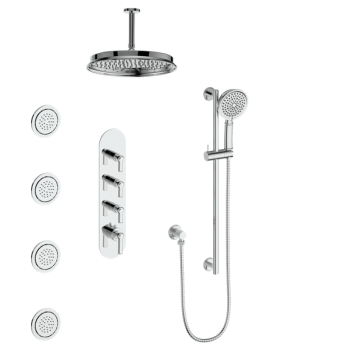 Vogt SET.Z1.350.936 – Zehn 3/4″ High-Flow TH Shower Kit with Body Jets and 6″ Ceiling Arm